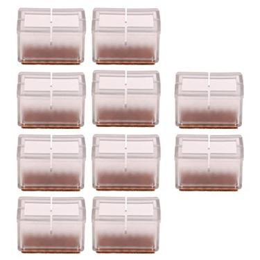 Imagem de AFXGUSD Pacote com 10 Capas de Borracha Transparente para Pés de Mesa com Feltro, Perna retangular, Tamanho real