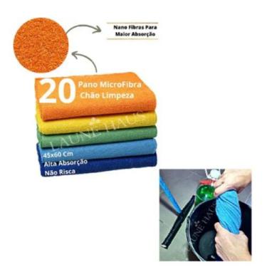 Imagem de Kit 20 Pano Chao 45x60 Cm Microfibra Grande Atacado By Laune Cor Sorti