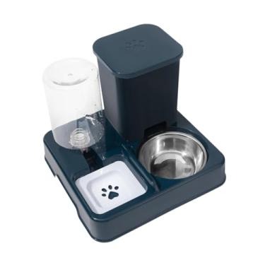 Imagem de Whtkoph Alimentador Automático para Cães E Gatos, Separação Seca E úmida, Superfície Lisa, Tigela Removível para Comer E Beber, para Cães E Filhotes de Animai, Azul Escuro