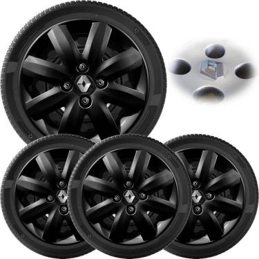Imagem de 4X Calota Clio Logan Sandero 2007 A 2013 Aro 14 Black Piano