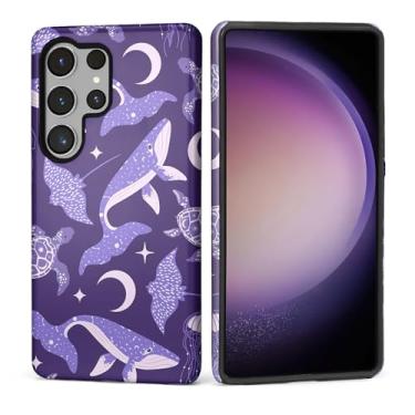 Imagem de Capa para Samsung Galaxy S25 Ultra, Silicone Macio Fosco + PC Rígido Anti-riscos Corpo Inteiro Robusta À Prova de Choque Capa 2 em 1 para Mulheres e Homens - Tartaruga Baleia