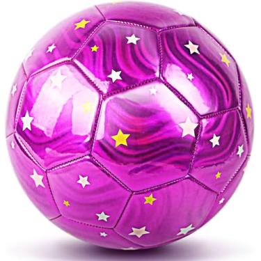 Imagem de Bola de futebol tamanho 4 Glitter rosa roxo, bola de futebol Champhox Girls tamanho 4, bola de treinamento esportivo para iniciantes bola de treinamento ao ar livre para meninas jovens aniversário Natal volta às aulas de futebol
