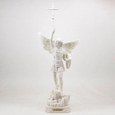 Imagem de Imagem São Miguel Arcanjo Importado Resina Branco 31 cm