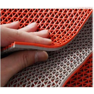 Imagem de Esteira Antiderrapante Ao Ar Livre, Esteira De Borracha Resistente Para área Molhada Cortada Para Tamanho Esteira De Entrada De Piscina Em Forma De S Comercial Para Banheiros, Pi, orange and gray