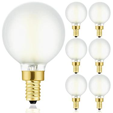 Imagem de Duoled Lâmpada de LED fosca G16.5 E12 Lâmpada de candelabro 60 Watt LED Edison 2700K branco quente 600lm ac120v 6W lâmpada globo regulável g50 para lustre, vaidade e ventilador de teto, pacote com 6
