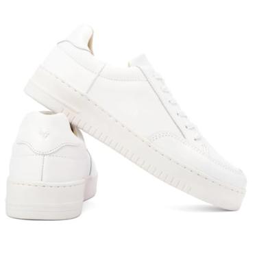 Imagem de Tenis Masculino de Couro Legitimo Sneaker Sapatenis Casual Branco Preto e Pinhao Palmilha de GEL Perfeito Para Todas as Ocasiões, Casamento, Trabalho, Ano novo, Natal Festas (Branco, BR, Adulto, Numérico, 40)