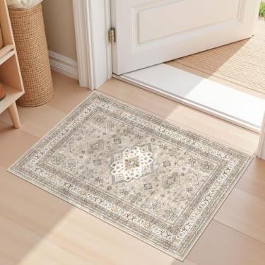 Imagem de Tapete vintage para sala de estar 5 x 7 cm – Tapete grande macio lavável oriental tradicional envelhecido para quarto – Tapete de piso interno para decoração de casa, escritório, casa – Bege