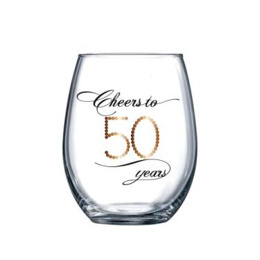 Imagem de BRT Bearingshui Presentes de aniversário de 50 anos para homens e mulheres, taça de vinho de aniversário de 425 g, presente de aniversário, decorações de aniversário de 50 anos