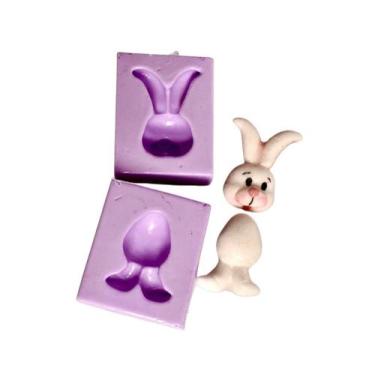 Imagem de F999 molde de silicone kit 2 moldes coelho e corpo confeitaria biscuit