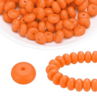 Imagem de HARFINGTON 110 peças de contas de silicone 14 mm contas focais de borracha de lentilha a granel para canetas, chaveiro, pulseira, colar, artesanato, faça você mesmo, laranja