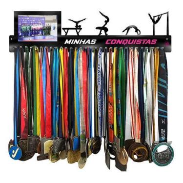Imagem de Porta Medalhas Ginástica Artistica com Porta Retrato 61cm Comprimento 