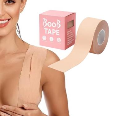 Imagem de Adesivo de Seios Levanta Peito Silicone Natural Adesivo Sutiã Fita Push Up Invisível | Boob Tape | Bege