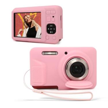 Imagem de TYUANDOUER Capa para Kodak PIXPRO FZ55, capa de silicone macio para câmera Kodak FZ55 com cordão, borracha protetora leve com tampa de lente - rosa