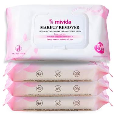Imagem de mivida Lenços Demaquilantes Hipoalergênicos Com Vitamina E, 4 X 50 Unidades, Total De 200 A Granel, Sem Fragrância