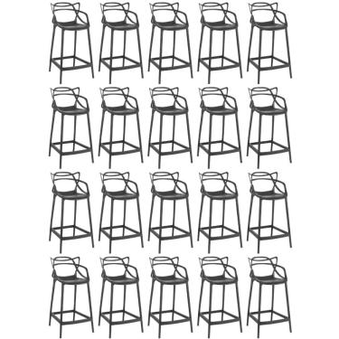 Imagem de Kit 20 Banquetas Média Allegra 66cm Design Cozinha/bancada - Preto