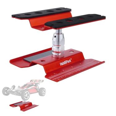 Imagem de RC Car Work Stand Repair Workstation Aluminum Alloy Hobby Tools for 1/10 1/12 1/16 1/18 Truck Buggy On Road Touring Drift (Red)