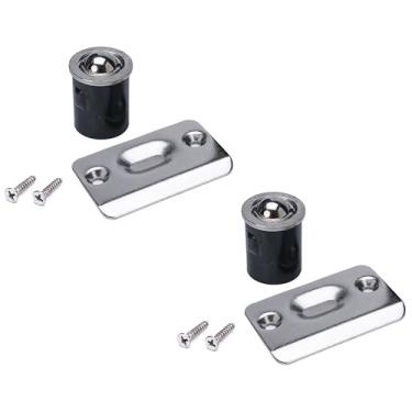 Imagem de DonYoung Pacote com 2 unidades de captura de bola drive-in com placa de ataque, ferragens para porta de captura de balas, acabamento de mancha de aço inoxidável escovado, níquel acetinado