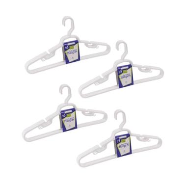 Imagem de Cabides de plástico resistente de 48 cm – cabides tubulares extralargos com entalhes e barra de gravata – conjunto de 12, branco