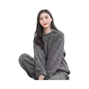 Imagem de Conjunto De Pijamas De Flanela Espessa E Quente Para O Inverno, Roupa 