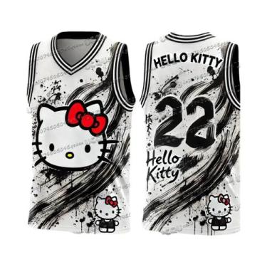 Imagem de Camiseta Casual Feminina Kawaii Hello Kitty Com Decote Redondo Para Co