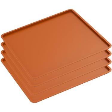 Imagem de KHZSPP 10 peças de tapetes de desidratador de silicone com borda elevada antiaderente 35 x 35 x 0,9 cm / 13,8 x 13,8 x 0,35 polegadas reutilizável fácil de limpar para frutas carne legumes para