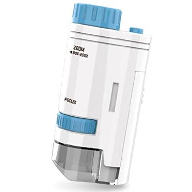 Imagem de Microscópio de bolso 60-200x, microscópio portátil portátil, mini microscópio elétrico com luz de LED, microscópio infantil portátil de alta definição para crianças e estudantes (azul)
