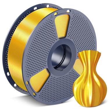 Imagem de SUNLU Filamento PLA de seda 1,75 mm, filamento de impressora 3D PLA brilhante bem enrolado, precisão dimensional +/- 0,02 mm, serve na maioria das impressoras 3D, boa embalagem a vácuo, carretel de 1