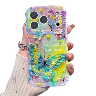 Imagem de Capa para iPhone 17 Pro Max, flor de pintura a óleo retrô colorida requintada, moldura ondulada com padrão brilhante, macia, durável, à prova de choque, proteção para câmera para iPhone 17 Pro Max