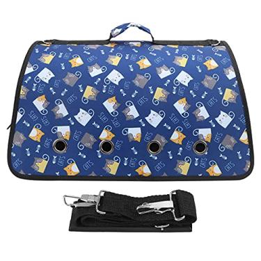 Imagem de Pssopp Pet Carrier Bag Portable Cat Carrier Bag Breathable Foldable Cat Carrier Transport Bag para cães e gatos com alça de ombro [M Dark Blue Cat] Hard-Sided Carriers