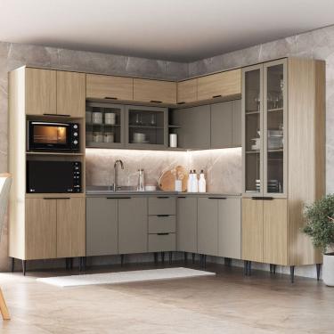 Imagem de Cozinha Completa Lavínia 22 Portas 3 Gavetas e Vidro Imperial/Fume - Jcarvalho