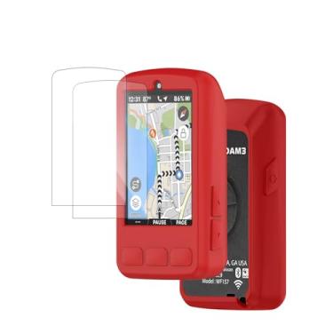 Imagem de Protetor de tela para computador Wahoo ELEMNT ROAM V3 GPS ciclismo/bicicleta (pacote com 2) e capa de silicone macio, antiarranhões, antivibração e transparente, cobertura total de alta definição
