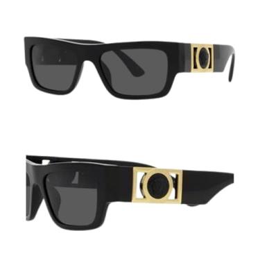 Imagem de Versace Óculos De Sol Retangulares Não Polarizados Ve4416U 53 Mm Para Homens, Armação Acetato Preto Com Hastes, 100% Proteção Uv, Leves E Confortáveis, Kit Eshades Incluso