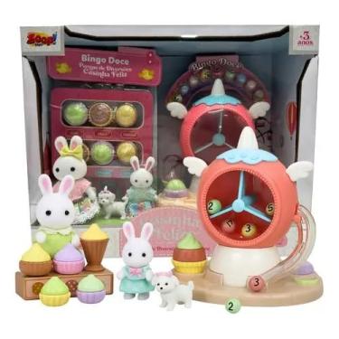 Imagem de Casinha Feliz Bingo Doce, Parque de Diversões com Coelhos, Docinhos, Máquina de Bingo, Acessórios, para Crianças Acima de 3 Anos, 28x25x12cm