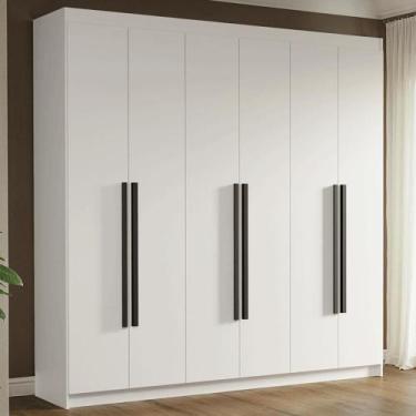 Imagem de Guarda-Roupa Casal 6 Portas Batentes Branco/Branco/Preto Venus Madesa,