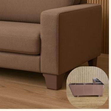 Imagem de Pes Para Sofa Tipo Cantoneira Marrom Kit 12 Pes com Parafusos - Fenix 