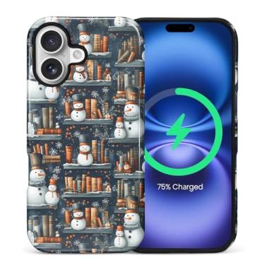 Imagem de Capa para iPhone 17 [compatível com MagSafe], silicone macio brilhante + capa protetora 2 em 1 de policarbonato rígido antiarranhões à prova de choque para mulheres e homens - boneco de neve fofo de