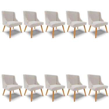 Imagem de Kit 10 Cadeiras Estofadas para Sala de Jantar Pés Palito Lia Veludo Cinza - Ibiza