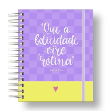 Imagem de Planner 2024 Coleção Flores e Frases/Organizador anual 210Paginas Capa Dura roxo Xadrez Frase