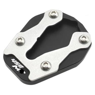 Imagem de BYYINGSUS Acessórios de motocicleta Suporte lateral de pé ampliador de placa de extensão compatível com 450MT MT450 450 MT 2024 2025 (logotipo prata)