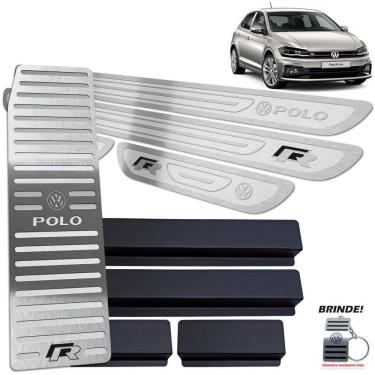 Imagem de Descanso + Soleiras Prata Auto Relevo Polo R-Line Aço inox