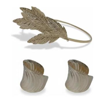 Imagem de Fantasia de Deusa Grega Romana Egípcia C/ 1 Tiara De Louro E 2 Braceletes Feminino - 3 Pçs Adereços de Festas