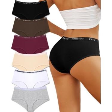 Imagem de Roupa íntima feminina FINETOO, calcinha hipster de algodão, pacote com