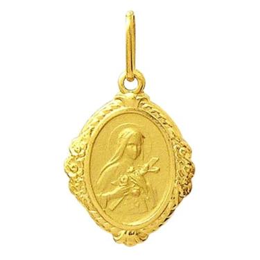 Imagem de Pingente Santa Terezinha Ouro 18K Oval Bordada k110 - Usa Joias