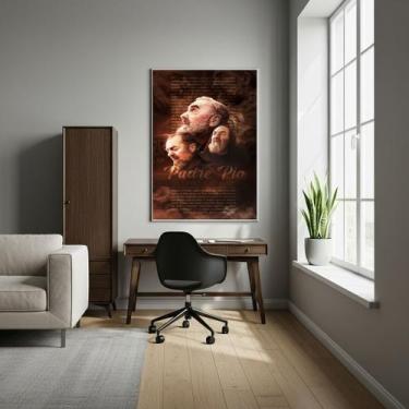 Imagem de Quadro Decorativo Padre Pio - 70x50cm - Quadros On-line, Moldura Preta