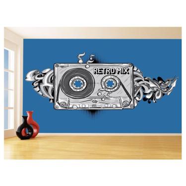 Imagem de Papel De Parede 3D Musica Fita Retrô Mix Tape 3,5M Mus30