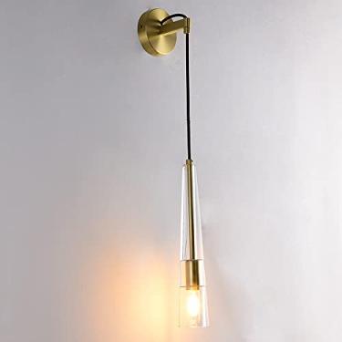 Imagem de Luminária de parede de vidro, arandela pós-moderna, luminária de parede interna com acabamento dourado, luminária de decoração para sala de estar, arandela de cabeceira para quarto, soquete