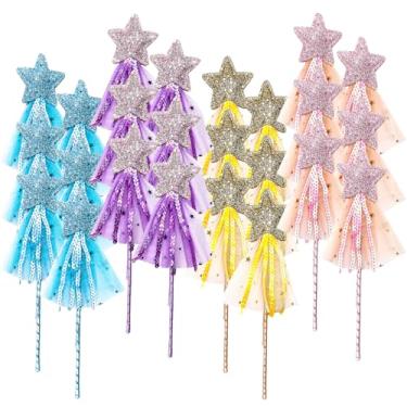 Imagem de 24Pcs Fairy Wand,Polyester Princess Wand,4 Colors Magic Wand for Kids,for Girl Kid Birthday Wedding Princess Dress Up Role Play Party