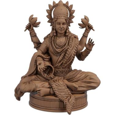 Imagem de Estátua Lakshmi Shri - Deusa Hindu da Prosperidade (Cor Madeira)