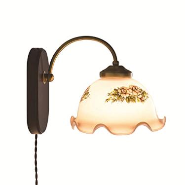 Imagem de Luminária de parede vintage com encaixe, arandela de madeira, abajur de vidro, luminária rústica de parede, lanterna de fazenda, arandelas de parede E27 antigas para sala de estar, quarto e