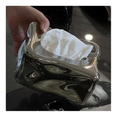 Imagem de Porta-lenços de papel quadrado de cerâmica para mesa de cabeceira, bancada, mesa de centro, suporte de caixa de lenços (prata)